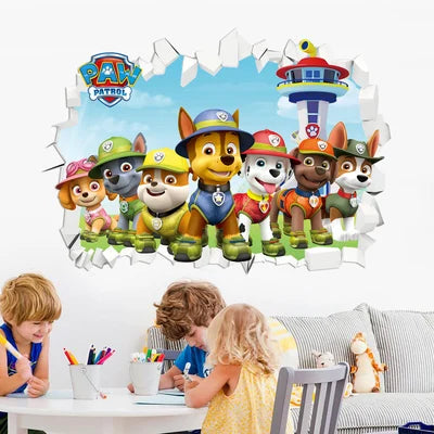 Disney 3D Cartoon  Pawed Wall Stickers For Kids Rooms Living Room Boys Girls Children Bedroom DIY Home Decor Patroling Car