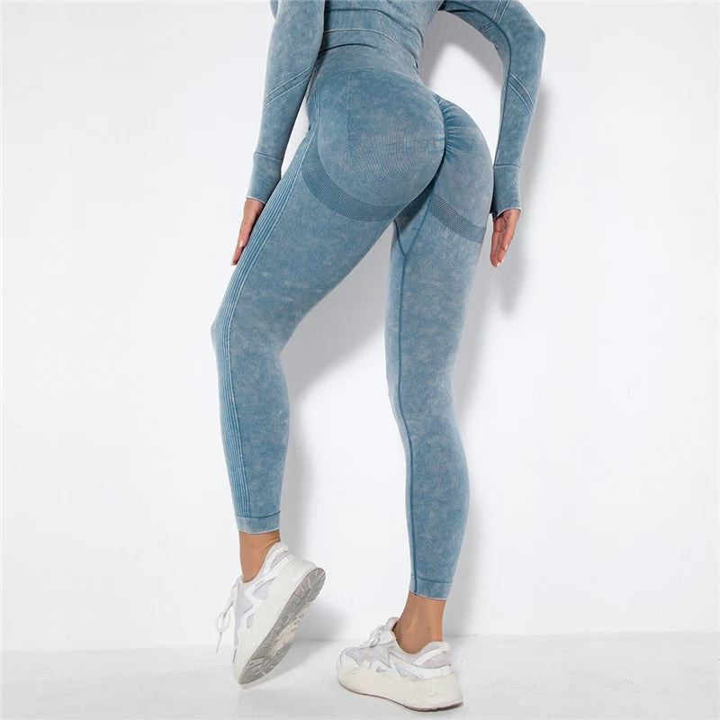 Hamidou Cropped Top Gym Set Seamless Women Yoga Workout Set Fintess Clothing Push Up Leggings Sport Wear Women Suits Tracksuit.