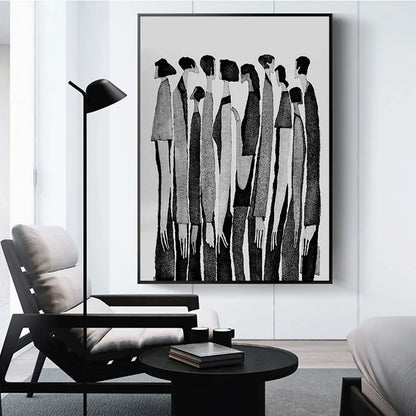Modern Black White Abstract Characters Fashion Canvas Paintings Posters and Prints Wall Art Pictures for Living Room Home Decor.