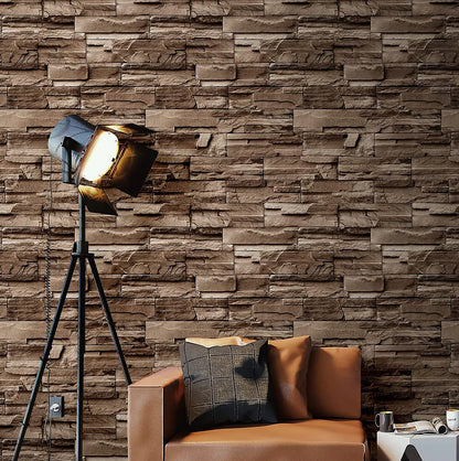 Light Brown Brick Self Adhesive Wallpaper Stone Peel And Stick Wallpaper Faux Brick Vinyl 3D Wallpaper For Home Decor Stickers