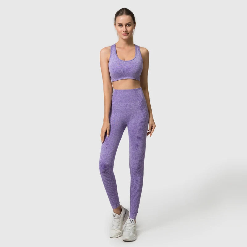 2/3/5PCS Seamless Women Yoga Set Workout Sportswear Gym Clothing Fitness Long Sleeve Crop Top High Waist Leggings Sports Suits.