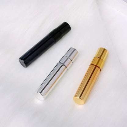 100 PCS/Lot 5ml Mini Perfume Bottle Aluminium Spray Atomizer Bottles Sample Empty Gold Silver Black Glass Vials.