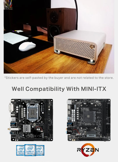 METALFISH MetalGear Plus Aluminum Mini HTPC Case Mini ITX Cases Computer Gaming PC Desktop Case Support DC ATX PSU.