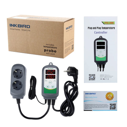 INKBIRD ITC-308 & 308WIFI EU Plug Smart Heating Cooling Temperature Controller Thermostat Regulator for Greenhouse Home Brewing.