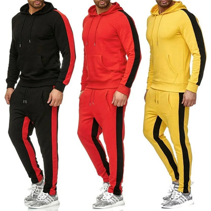Männer 2 Stück Trainingsanzug Farbe Block Sweatsuit Streifen Casual Winter Langarm Warme Feuchtigkeit Wicking Atmungs Sportswear Anzug.