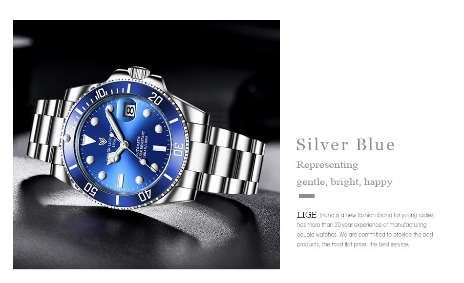 LIGE Women Watches Mechanical Watch Luxury Bracelet Wrist Wristwatch Elegant Ladies Automatic Date Clock Watch Relogio Feminino.