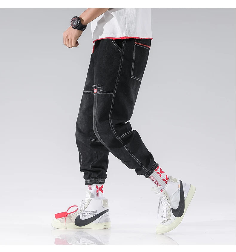 2025 New Streetwear Hip Hop Cargo Pants Men's Jeans Elastic Harun Joggers In Autumn and Spring Men ClothIng.