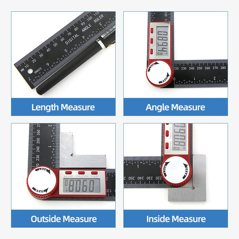 Goniometer, elektronischer Winkelmesser, digitales Messgerät, Winkelmesswerkzeug, Mehrwinkellineal, Holzbearbeitungswerkzeuge, Messgerät, Winkelsucher 360°