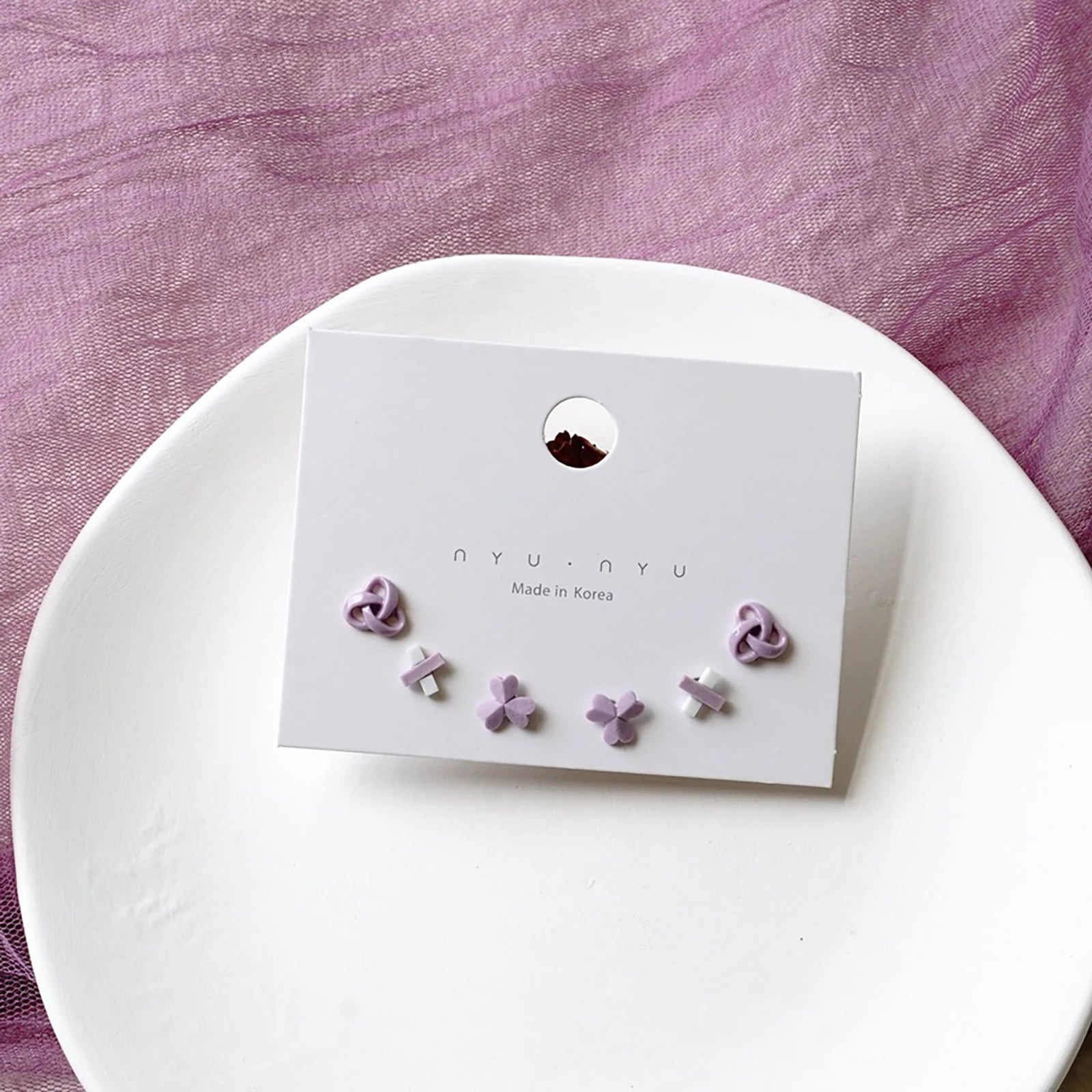 3pairs/set Ceramic Ear Post Stud Earrings Mixed Color Round Flower Star Airplane Universe Planet Earring Girl Women Ear Jewelry.