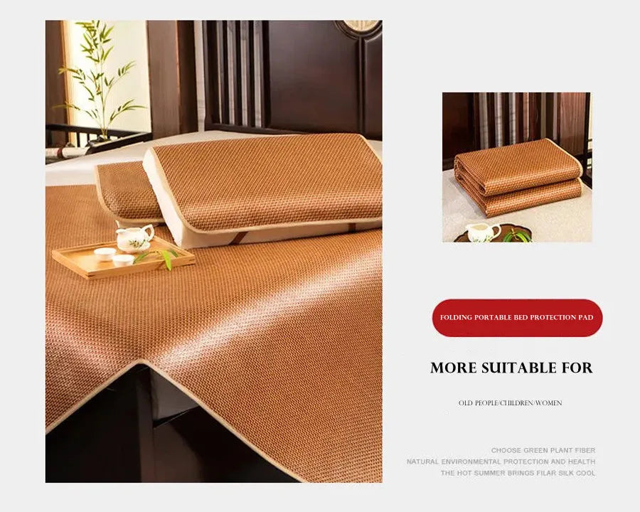 WOSTAR Summer bamboo rattan cooling mattress cool ice sleeping mat single double bed family cold sheet protection pad king size.