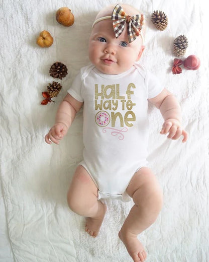 Eine hälfte geburtstag strampler Halb brithday hemd 1/2 Halb Geburtstag einteiliges Junge halbe geburtstag outfits Geschlecht Neutral Baby geschenk