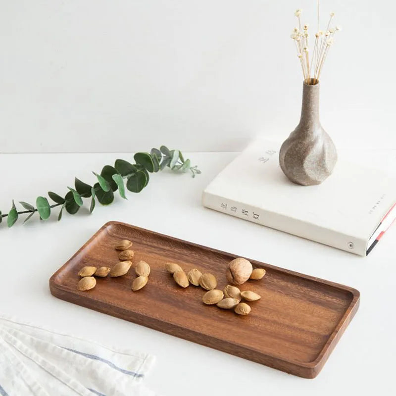 Musowood Serving Tray Plate Wood Trays Rectangular Teapot Holder Cake Breakfast Trays Kitchen Storage Board Home Serving Tray.