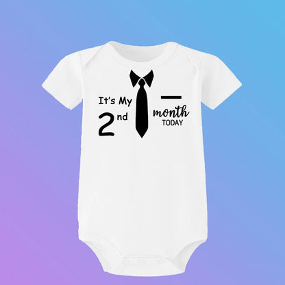 Monatlicher Meilenstein-Baby-Wachstums-Body, cooler Junge, 1–12 Monate, Einteiler, Babyparty, Geschenk, Monatsbilder, monatliche Overall-Kleidung