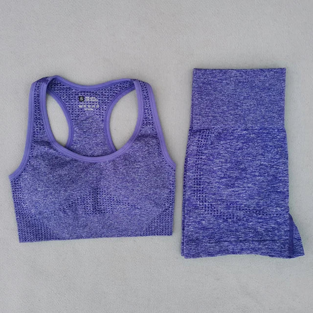 Women Seamless Yoga Set Fitness Clothing Sportswear Woman Gym Leggings Push up legging Cropped Shirts Sports Suits