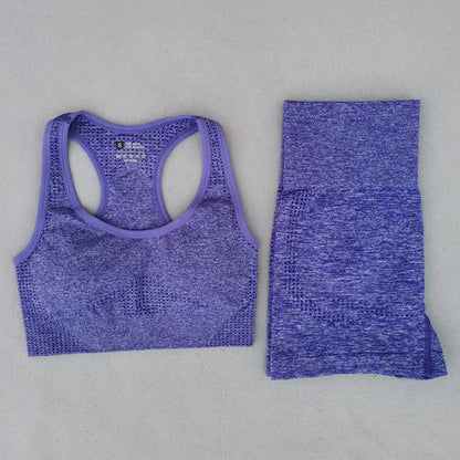 Women Seamless Yoga Set Fitness Clothing Sportswear Woman Gym Leggings Push up legging Cropped Shirts Sports Suits