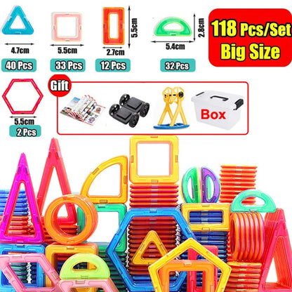 30-168PCS Medium Size Magnetic Building Blocks Magnet Designer Construction Set Montessori Educational Toys For Kids Gifts