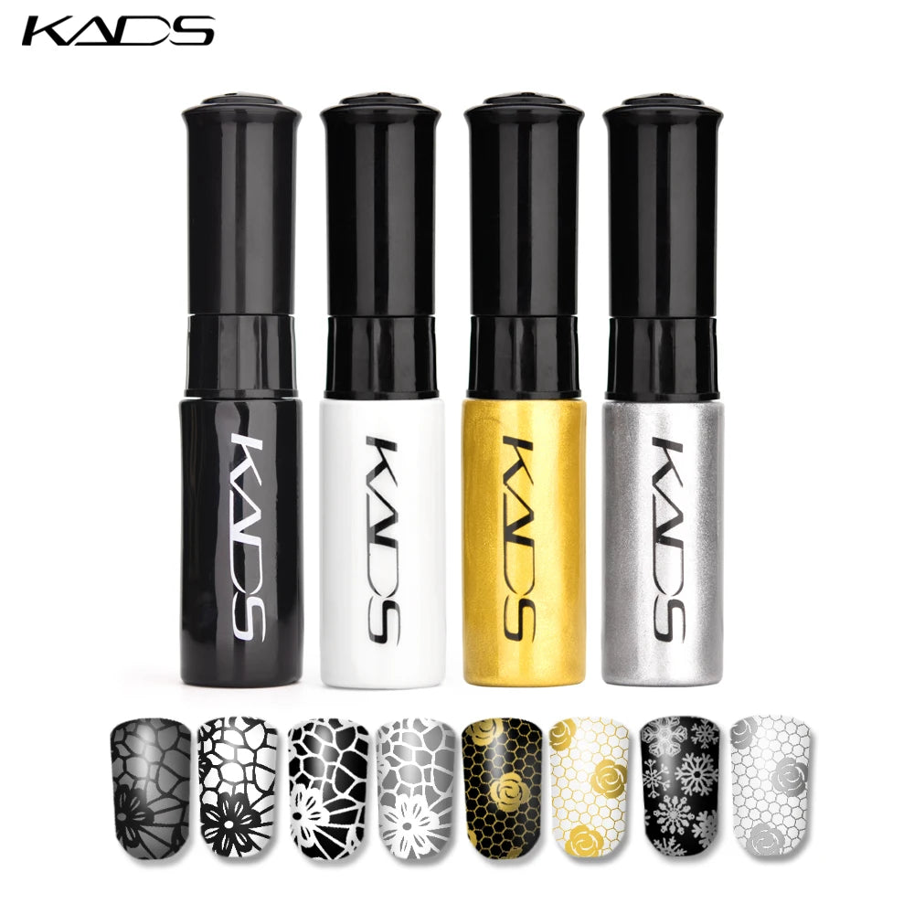 KADS Nail Art Stamping Polish Black White Gold Silver Green Printing Varnish DIY Design for Stamping Plate Color Nails Lacquer.
