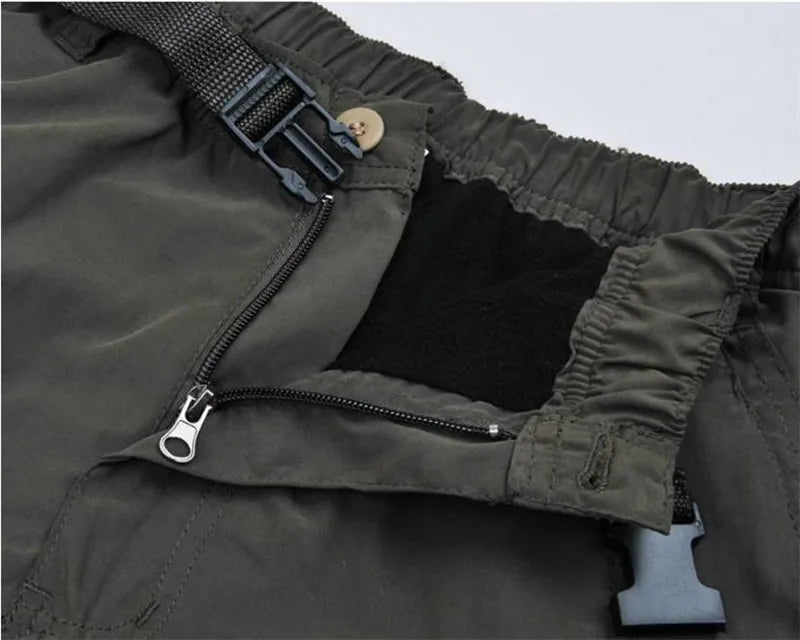 Winter Thicken Fleece Pants Men Casual Warm Overalls Multi-pocket Militarmy Trousers Thermal Cargo Tactical Pants Mens Clothing.