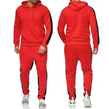 Männer 2 Stück Trainingsanzug Farbe Block Sweatsuit Streifen Casual Winter Langarm Warme Feuchtigkeit Wicking Atmungs Sportswear Anzug
