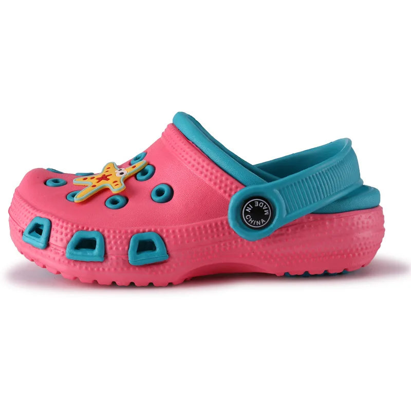 EUR24-35 Children Mules Clogs Kids Summer Garden Cute Cartoons Shoes Girl Boy Beach Shoes Candy Color Hole Baby Shoes Sandals.