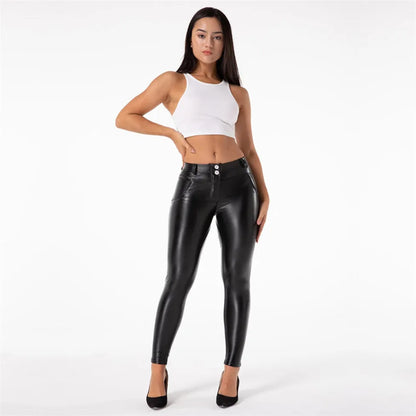 Shascullfites Faux Leather Leggings White Fleece Lined Leggins Ladies Winter Women Warm Push Up Legging Women Casual Solid Color.