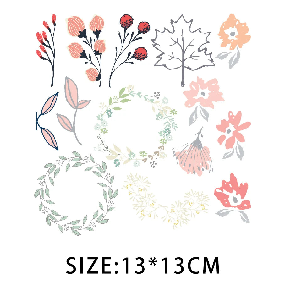 Cartoon Pflanze Blumen Aufkleber Wärmeübertragung PVC Patch Hitzeempfindliche Patches Bügelaufkleber auf Kleidung DIY Applikationen