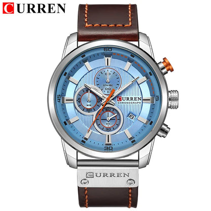 CURREN Brand Watch Men Leather Sports Watches Men's Army Military Quartz Wristwatch Chronograph Male Clock Relogio Masculino