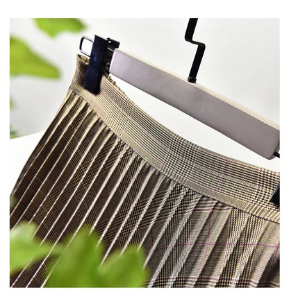 Looks Thin Pleated Skirt 2025 New High Waist A-line Skirt Mid-length Big Size Plaid Skirt Long Pleated Skirt Length 75-90cm