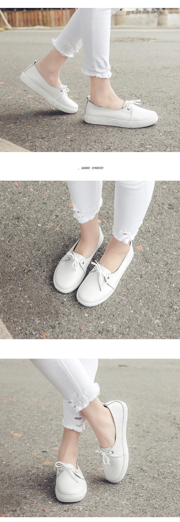WOIZGIC Women Students Gril Female Genuine Leather White Shoes Flats Platform Lace Up Korean Casual Vulcanized Shoes FEZ-173.