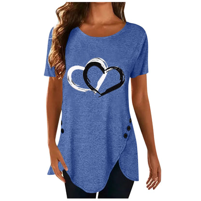 T shirt Fashion Large Size Tops Women Casual O Neck Shirt Tees Ladies Loose Floral Print Tunic Shirt.