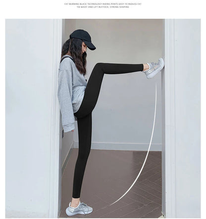 BIVIGAOS Micro Pressure Sharkskin Leggings Women Black Fitness Shaping Hip Lifting Leggings Skinny Slim Sport Workout Leggings.