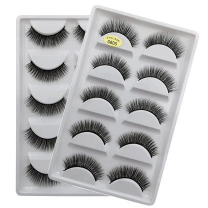 MEISHENJIE 5 pairs eyelashes 3d mink lashes natural long 1 box mink eyelashes 1cm-1.5cm 3d false eyelashes full strip lashes.