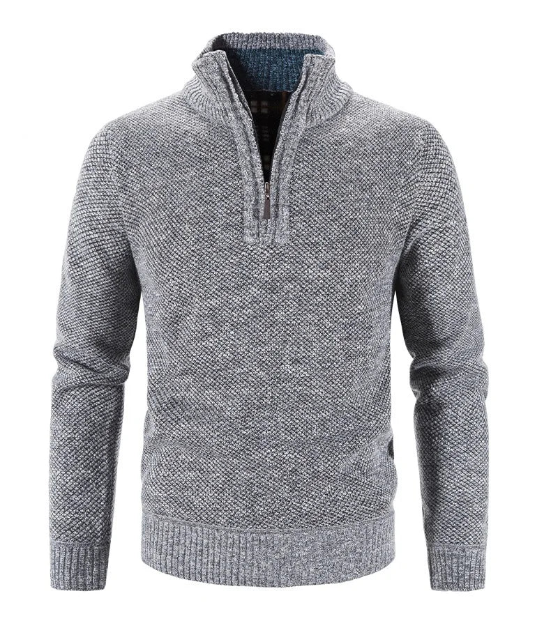 Winter Men's Fleece Thicker Sweater Half Zipper Turtleneck Warm Pullover Quality Male Slim Knitted Wool Sweaters for Spring.