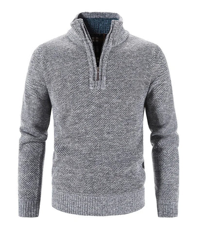 Winter Men's Fleece Thicker Sweater Half Zipper Turtleneck Warm Pullover Quality Male Slim Knitted Wool Sweaters for Spring.