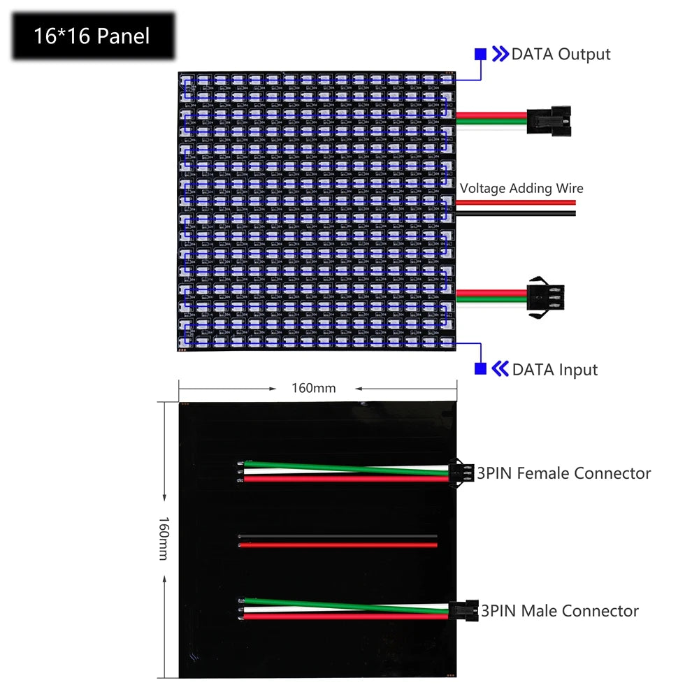 WS2812B RGB LED Digital Flexible Individuell adressierbare Panel Licht WS2812 8x8 16x16 8x32 Modul Matrix Bildschirm DC5V