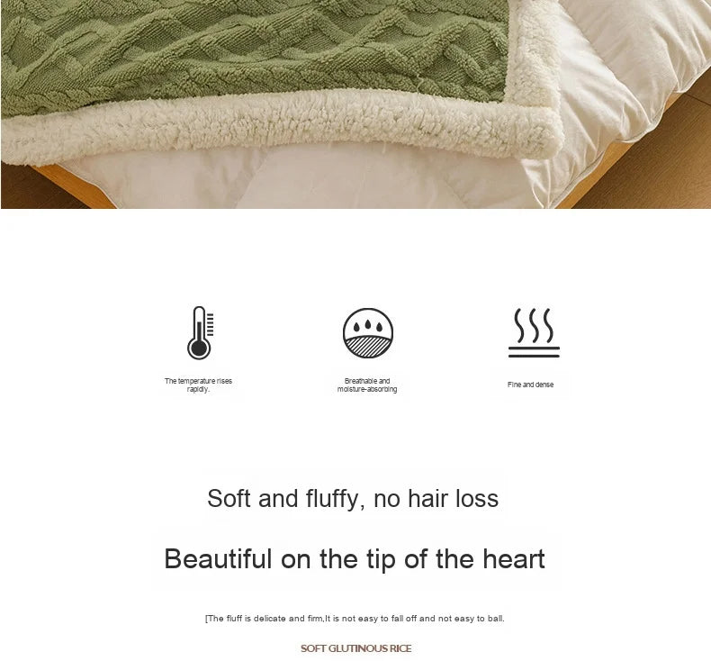 Lamb Fleece Double-Sided Velvet Blanket Double-Layer Thickened Woven Polyester Wearable Blanket.