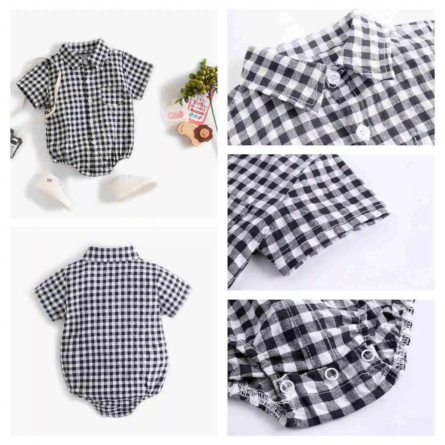Sanlutoz Baumwolle Baby Jungen Bodys Mode Neugeborenen Kleidung für Baby Jungen Kurzarm Sommer Baby Kleidung Plaid.