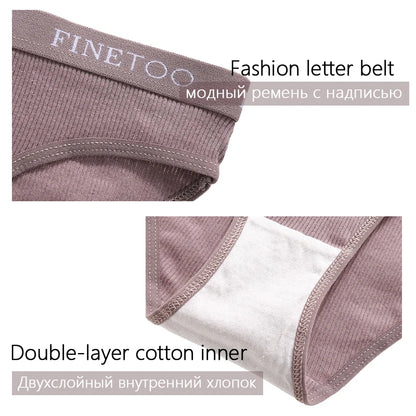 FINETOO 3PCS/Set Women's Underwear Cotton Panty Sexy Panties Female Underpants Solid Color Panty Intimates Women Lingerie M-2XL.