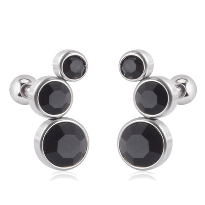 2PCS 361 Surgical Steel Crystal  Ear Tragus Cartilage Earrings 16G Three Zircon Lobe Helix Daith Earring Piercing Body Jewelry