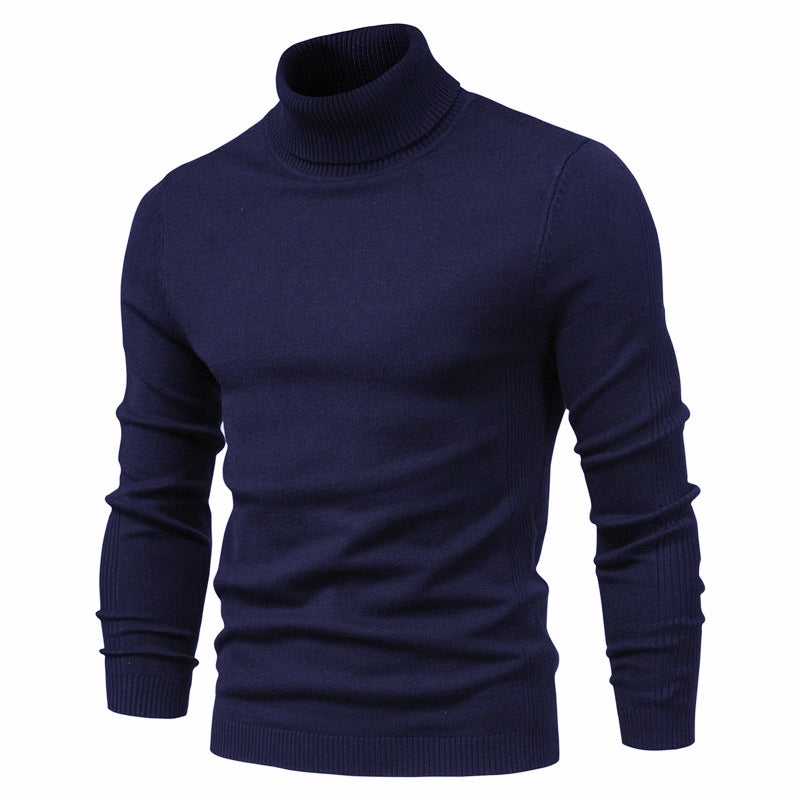 2021 New Winter Men Turtleneck Sweater Casual Solid Color Warm Pullover High Quality Slim High Neck Long Sleeve Sweater Men.