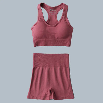 High Waist Elastic Seamless Yoga Wear Women Fitness Clothes Gym Clothing Workout Set Long Sleeve Crop Top Leggings Sports Suit