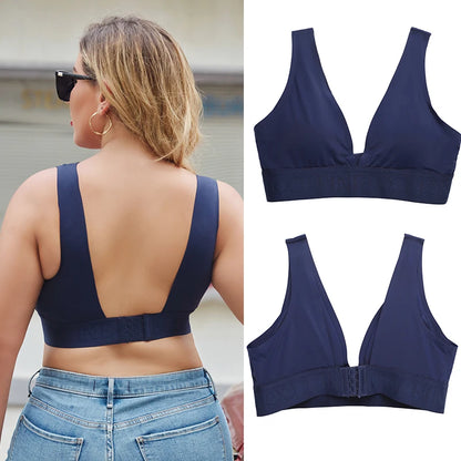 FINETOO Plus Size Women Cropped Top Female Bra S-XL V-Neck Girls Lingerie Active Bras Sexy Woman's Underwear Push Up Tube Tops.