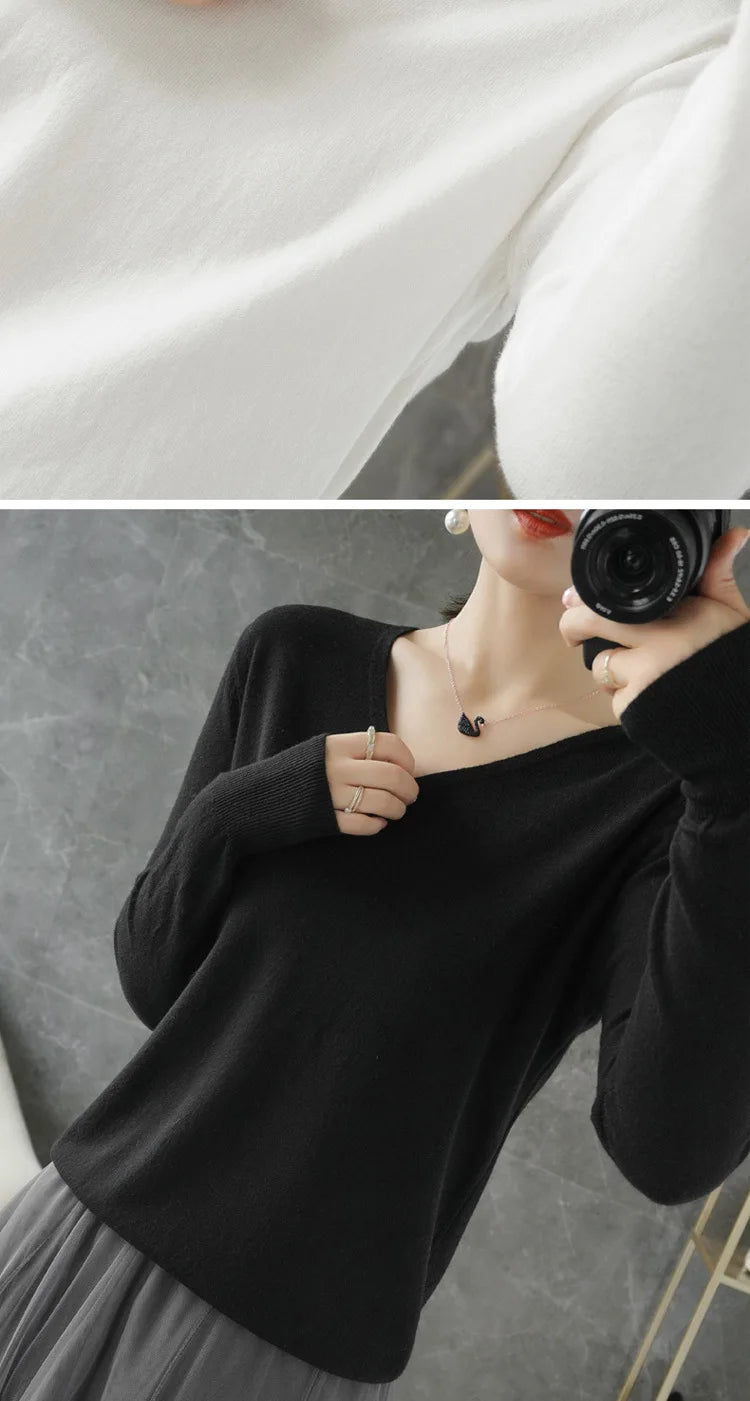 Frauen Pullover Herbst Winter V-ausschnitt Strickwaren Lange Hülse Lose Kaschmir Pullover Pullover Dame Günstige Qualität Jumper Gestrickte Tops