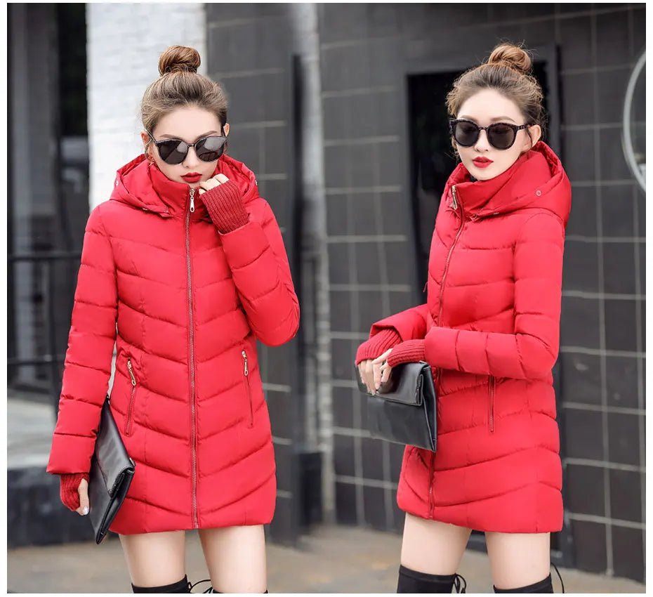 2023 neue Ankunft Mode Schlanke Frauen Winter Jacke Baumwolle Gepolstert Warm Verdicken Damen Mantel Lange Mäntel Parka Damen Jacken