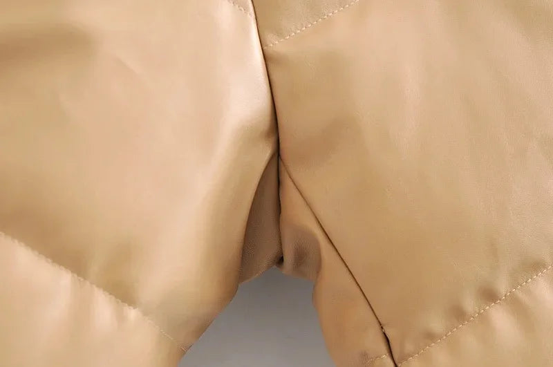 Winter frauen Jacke Dicke Warme Kurze Parka Schwarz Pu Leder Mäntel Frau Parkas Elegante Zipper Baumwolle Jacken Mantel Weibliche neue