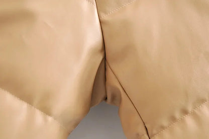 Winter frauen Jacke Dicke Warme Kurze Parka Schwarz Pu Leder Mäntel Frau Parkas Elegante Zipper Baumwolle Jacken Mantel Weibliche neue