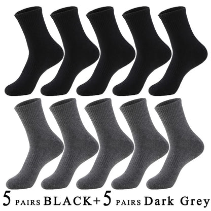 5 Pairs/Lot Socks Men Cotton Running Casual Thick Solid Compression Breathable Outdoor Travel Long High Crew Sock Male 4 Styles.