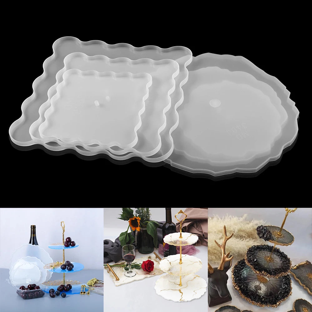 Three-Layer Fruit Dish Epoxy Resin Mold Tea Tray Silicone Molds Storage Tray Mould For DIY UV Resin Coaster Accessories.