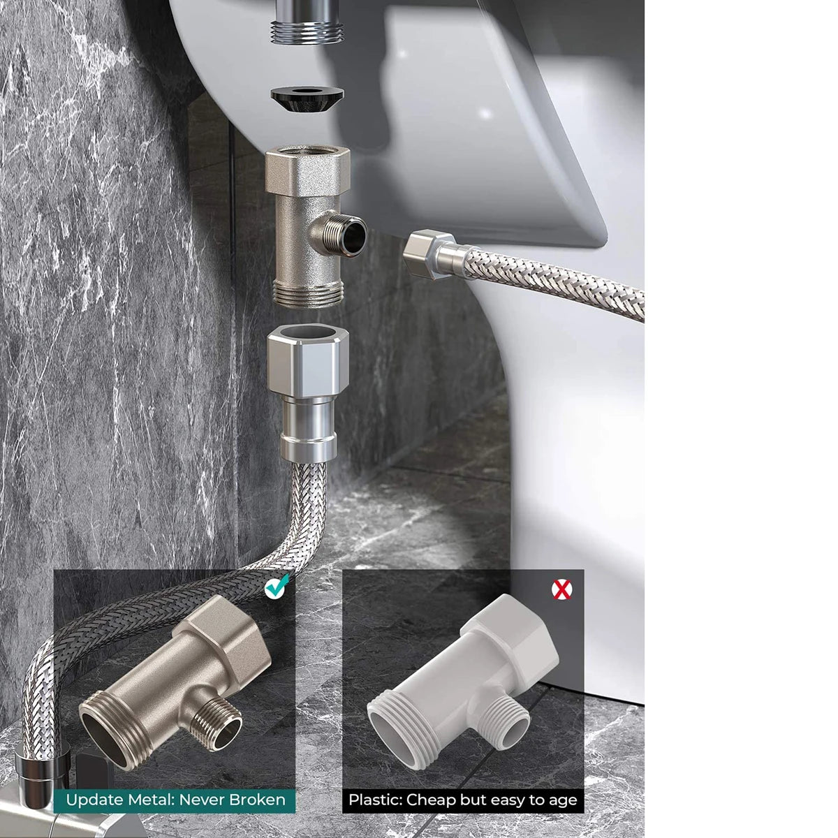 Bidet-Toilettensitzaufsatz, nicht elektrisch, selbstreinigend, Doppeldüsen, zum Waschen heiß, kalt, Mixer, Wasser, Damen-Badezimmer-Zubehör, Sprühgerät