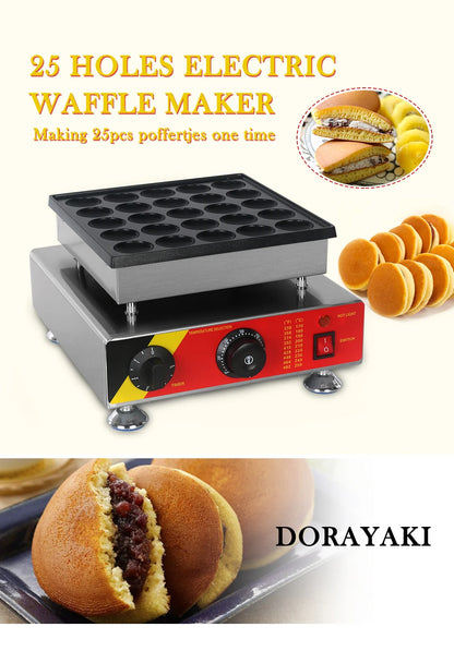 ITOP Mini Poffertjes Maker Mini Pancake Waffle Muffin Machine 25 Holes Commercial 800W Non-stick, Fast Heating, Heavy Duty.